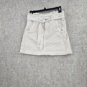American Eagle Womens Mini Skirt White Size 4 Regular Stretch Cotton Belted